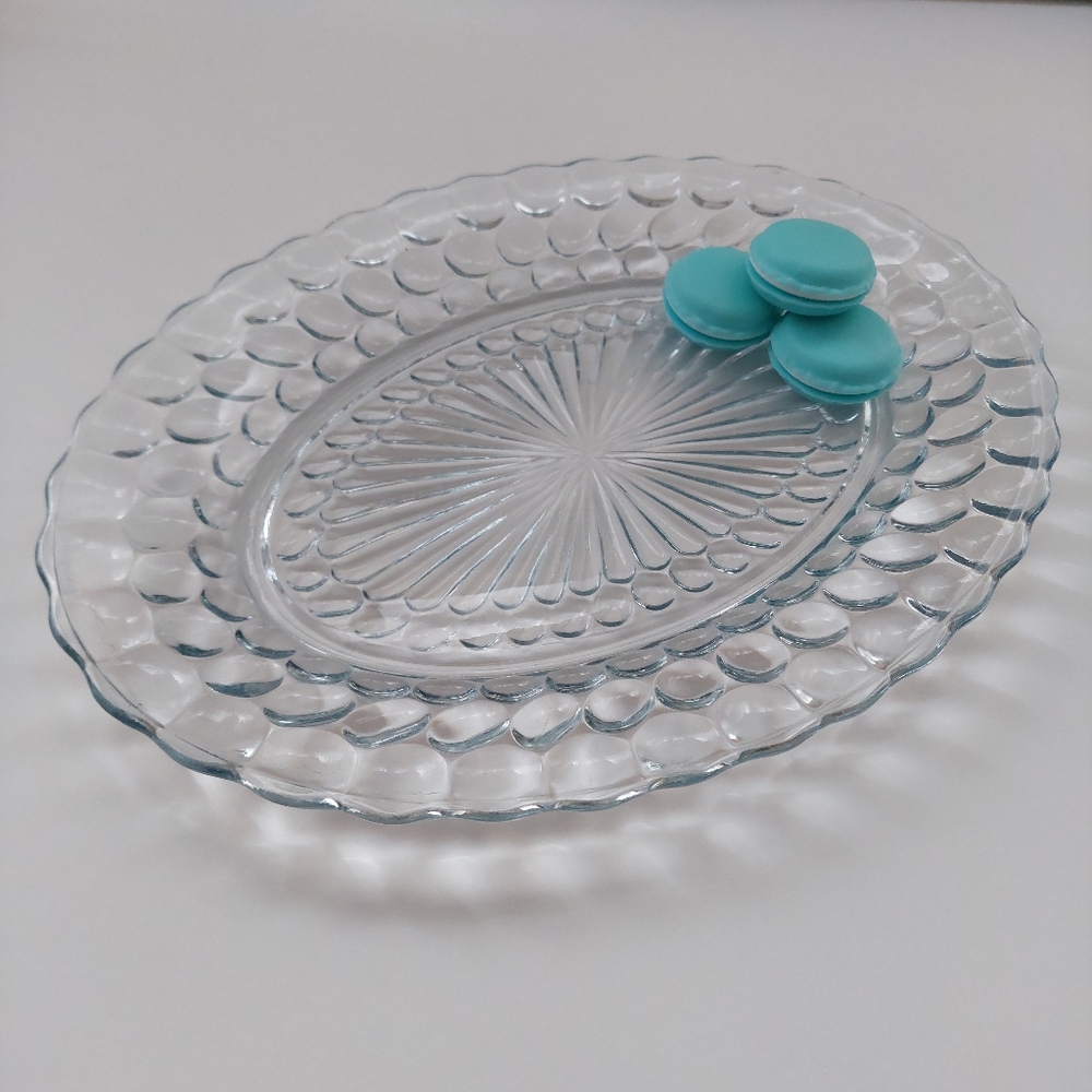 1940s Anchor Hocking Sapphire Blue Bubble Glass 12" Platter